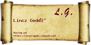 Lincz Gedő névjegykártya